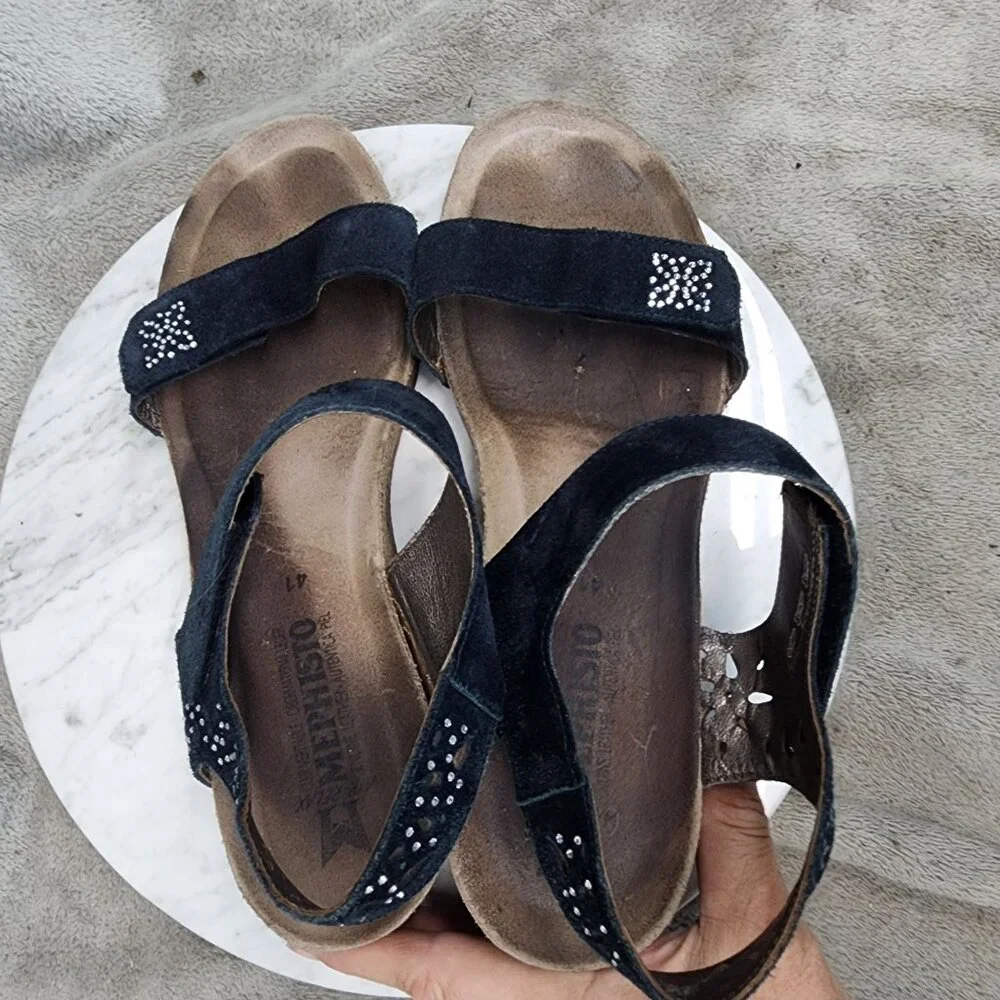 Mephisto Shoes Womens EU 41 Size 11 Black Leather Sandals - Picture 9 of 13